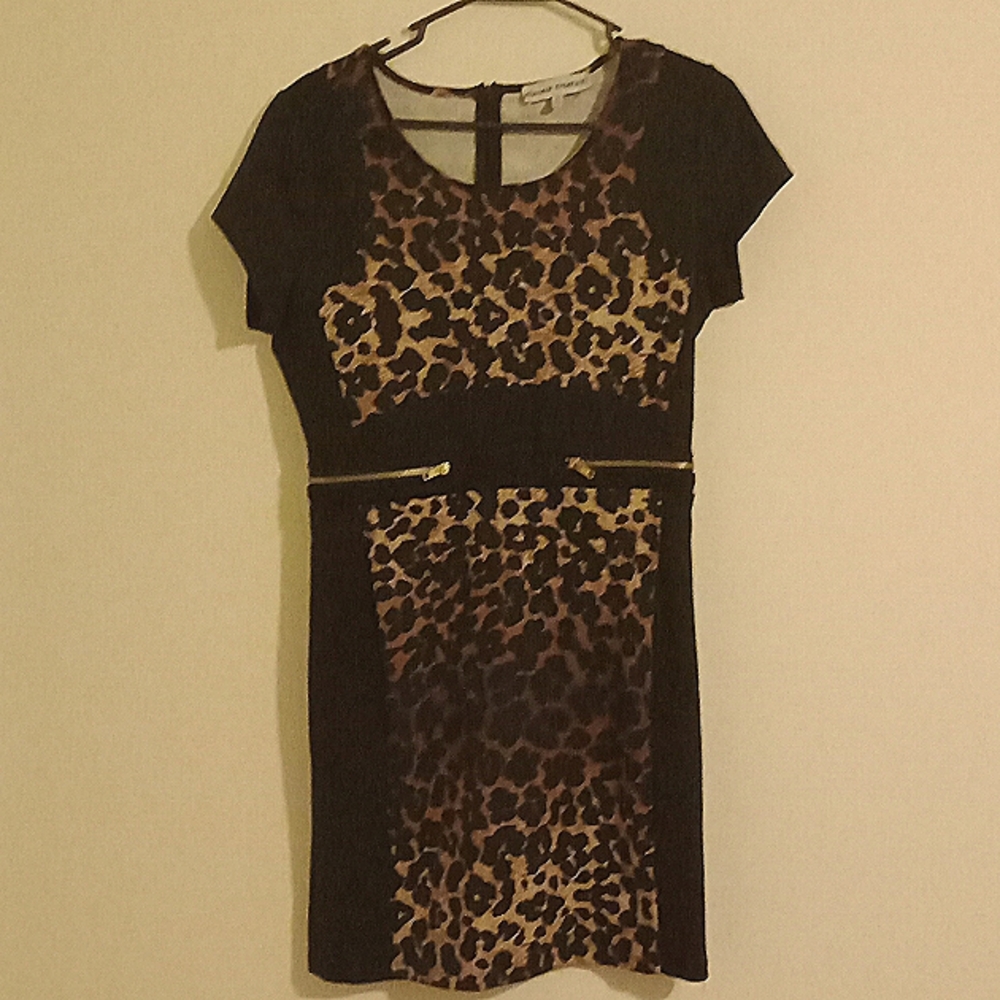 ALMOST FAMOUS Women Black/Leopard print dress XL